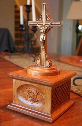 Wooden Cross and Stand Sculpture