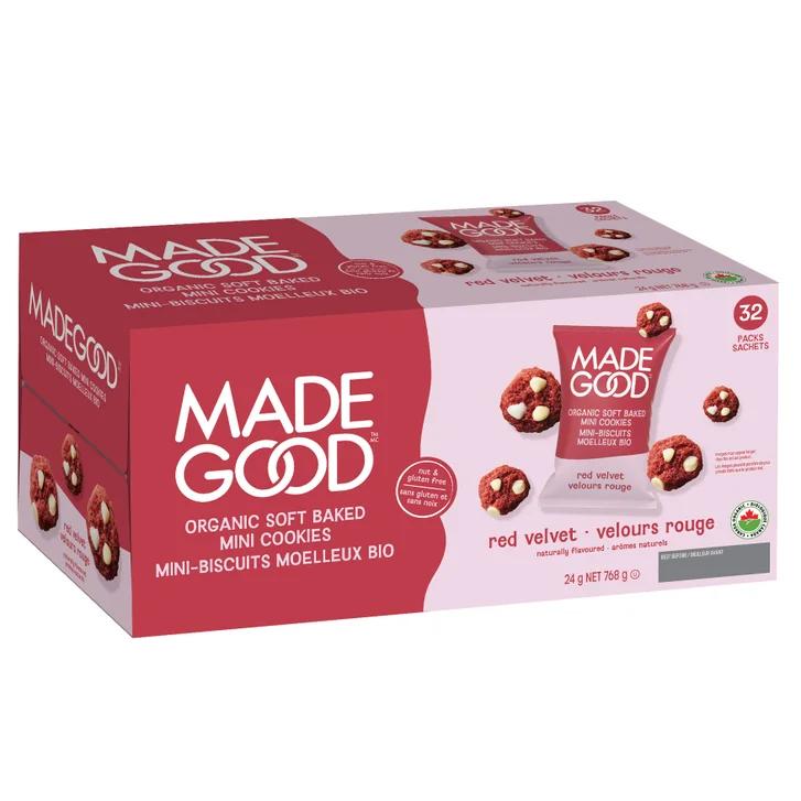 MadeGood Red Velvet Soft Baked Mini Cookies, 32 × 24 g (Organic)