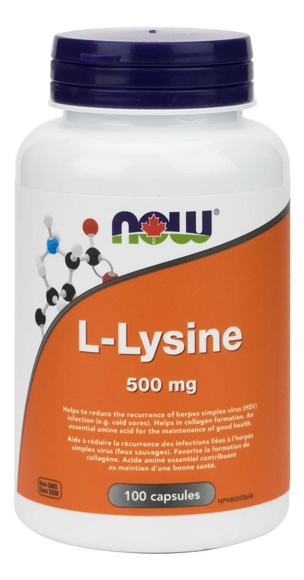 NOW Foods L-Lysine, 500 mg, 250 Veg Capsules