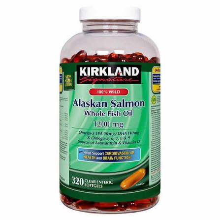 Kirkaland Signature 100% Wild Alaskan Salmon Whole Fish Oil, 320 Softgels