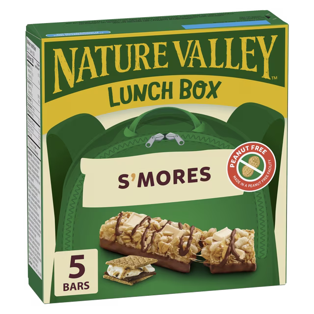 Nature Valley Lunchbox Granola Bars, S'mores, Peanut-Free, Kids Snacks, 5 bars