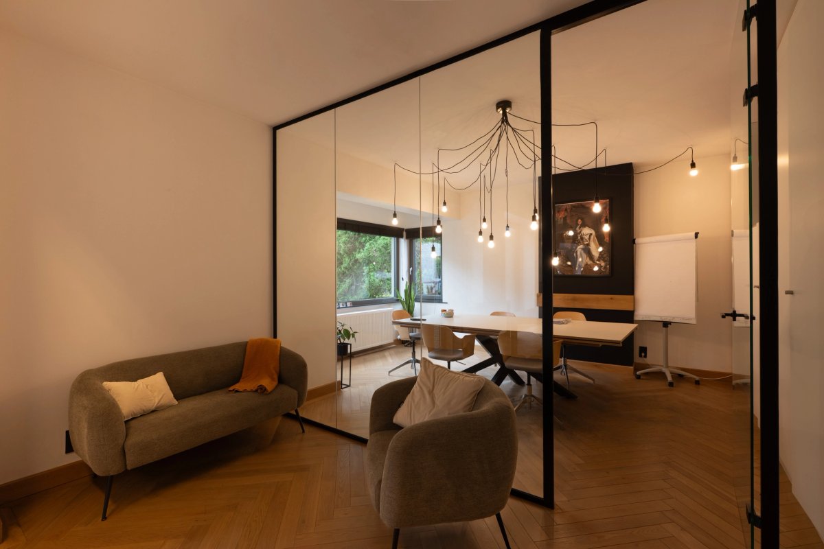 Meeting room with elegant decorative lighting