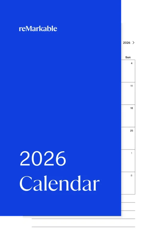 2026 Calendar workbook for reMarkable Paper Pro Move