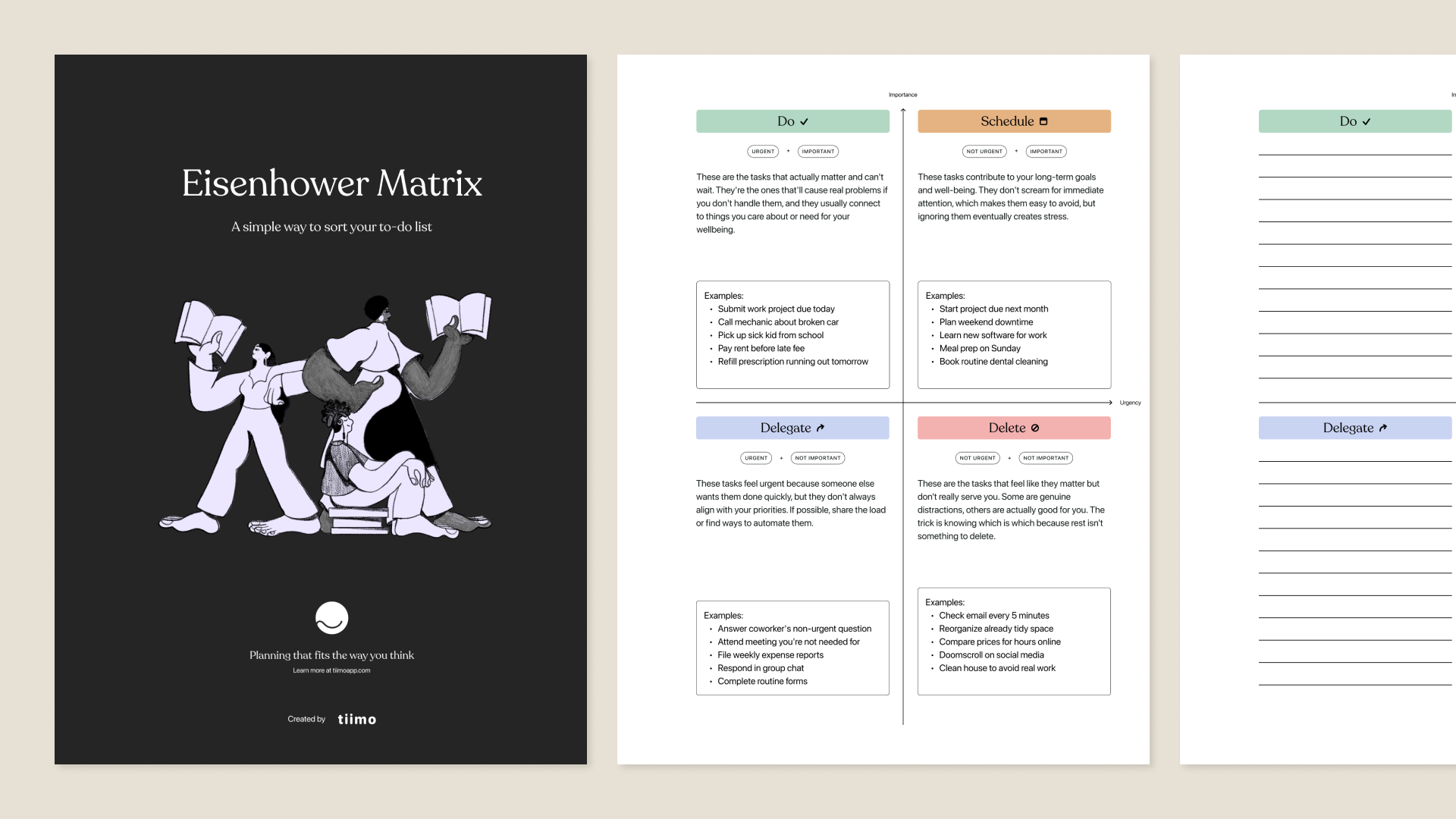 Eisenhower workbook from Tiimo for reMarkable paper tablets