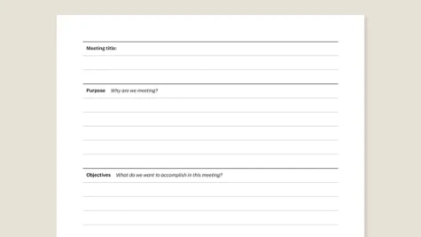 Meeting outcomes template for reMarkable paper tablet