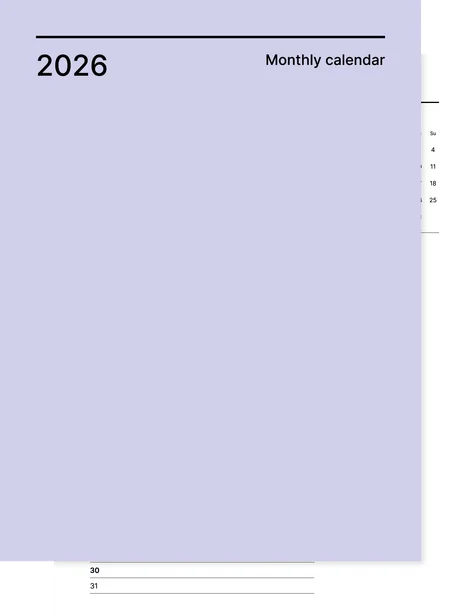 Monthly 2026 calendar from Giuseppe Farina for reMarkable tablet