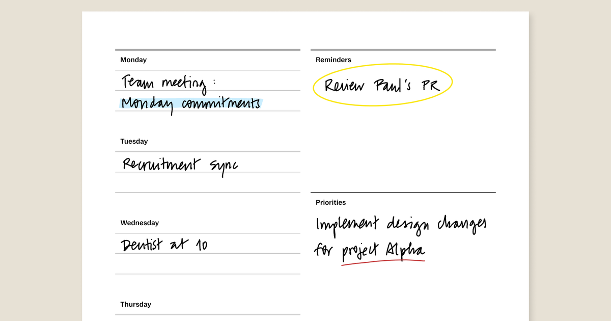 Weekly planning template reMarkable Methods reMarkable Methods
