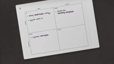 Impact-effort template on a reMarkable Paper Pro