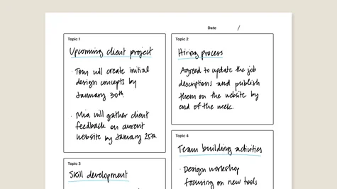 Boxing method template with filled in content