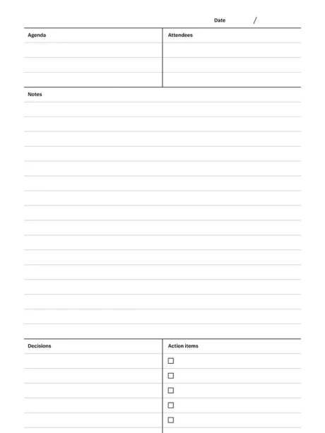 Meeting minutes template for reMarkable tablet