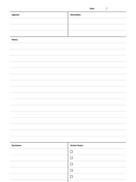 Meeting minutes template for reMarkable tablet