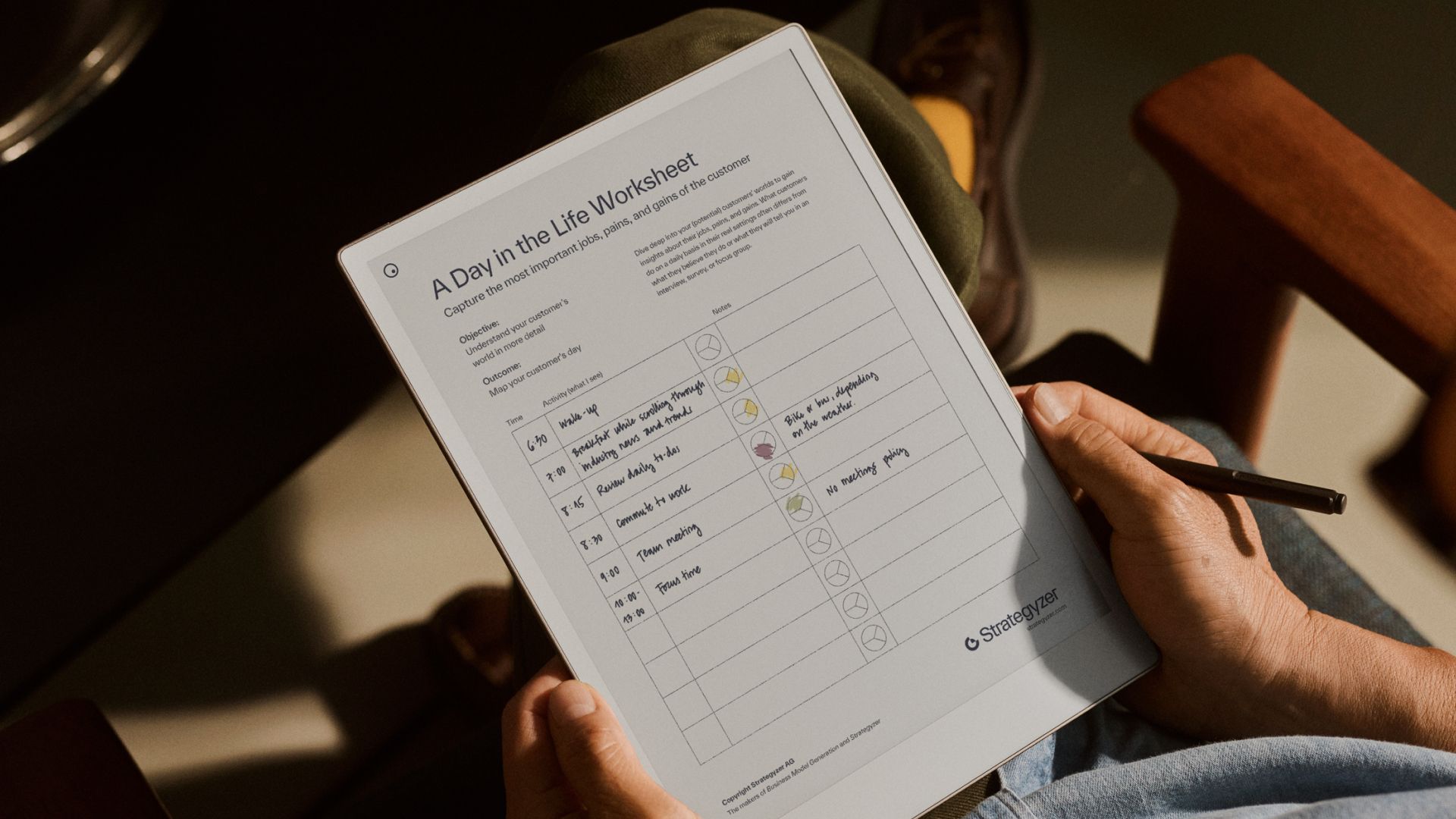 The Value Proposition Workbook in use on a reMarkable Paper Pro