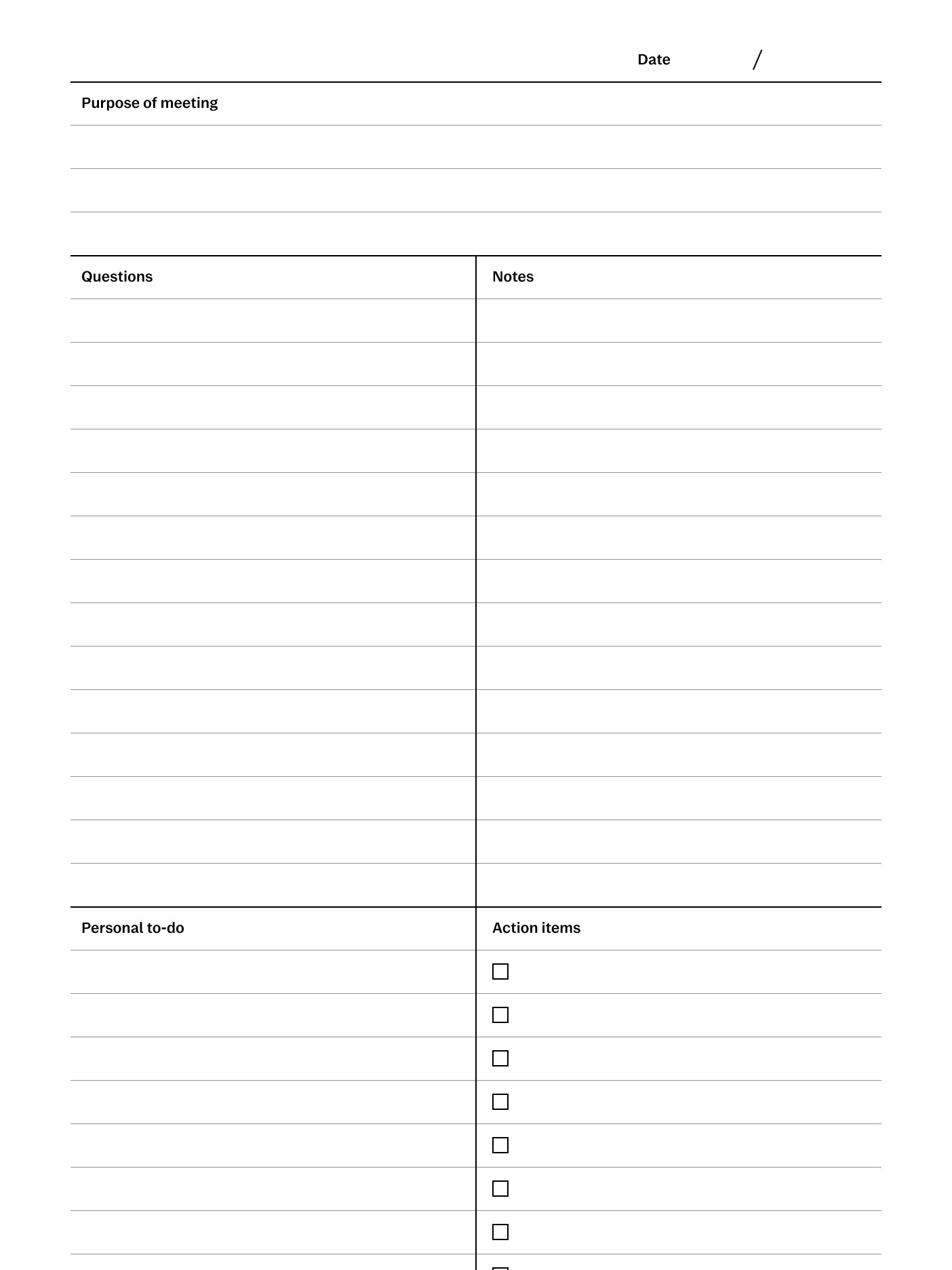 Quadrant method template for reMarkable tablet
