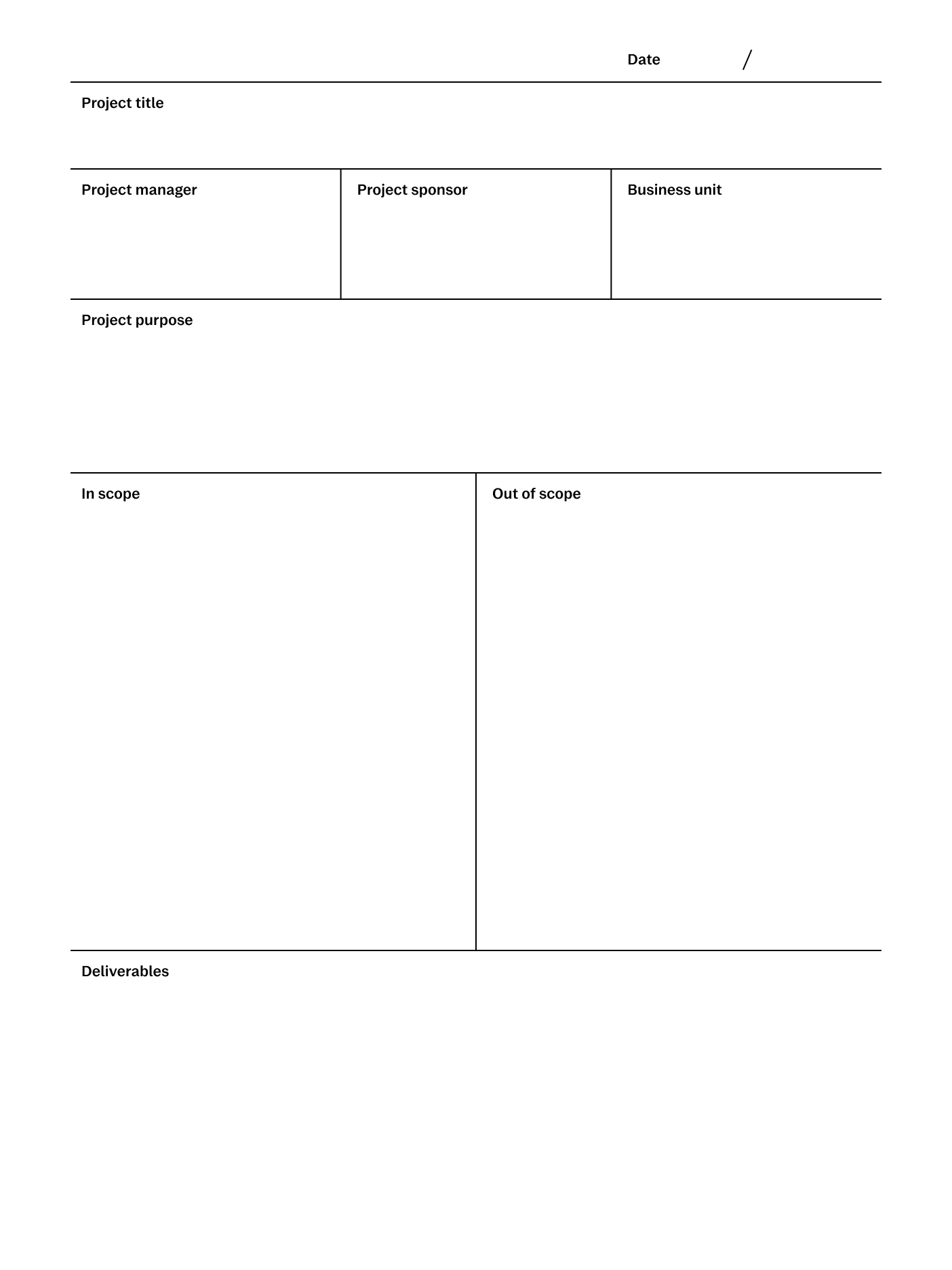 Project brief template for reMarkable tablet