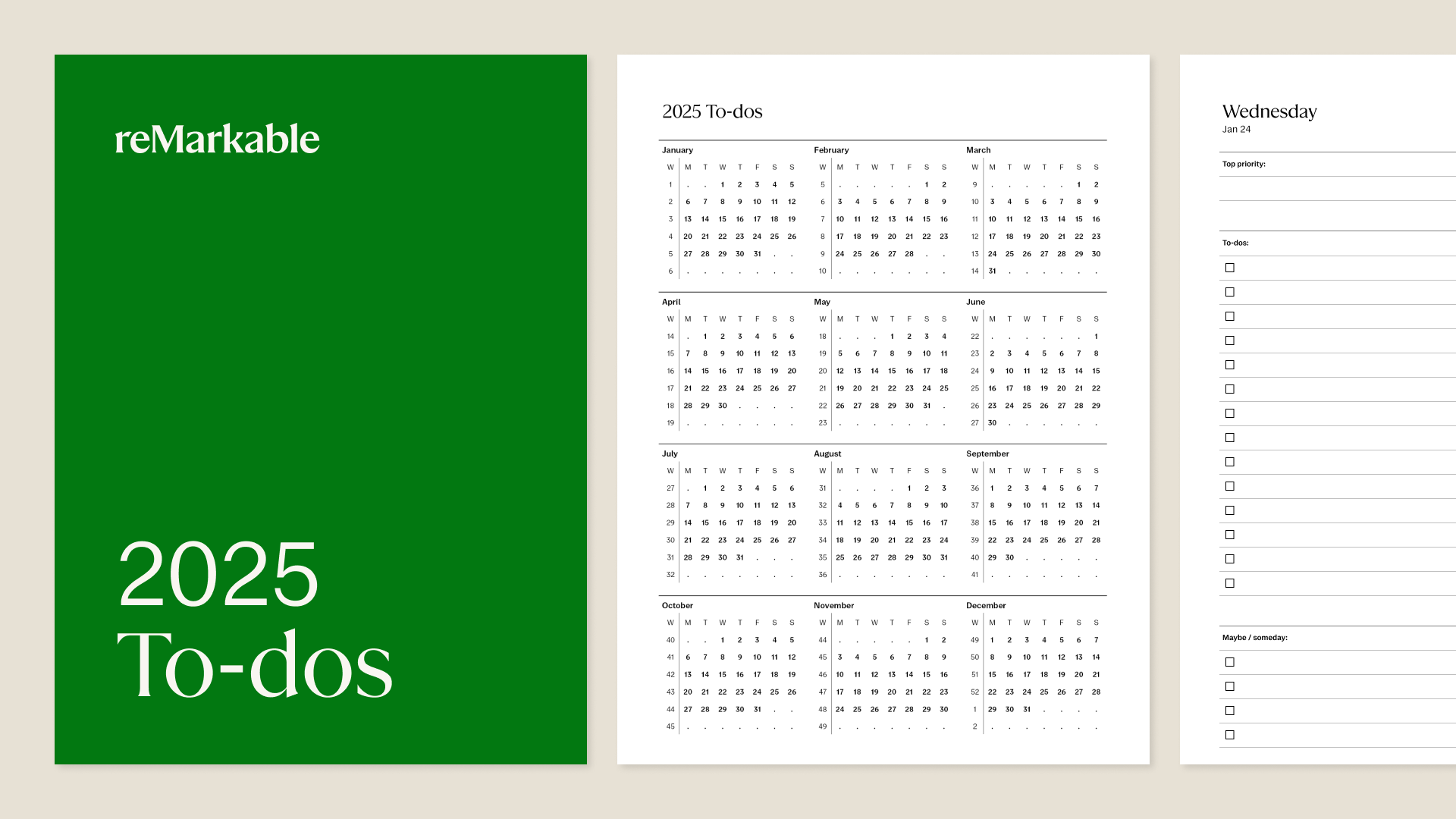 To-do 2025 workbook for reMarkable tablet