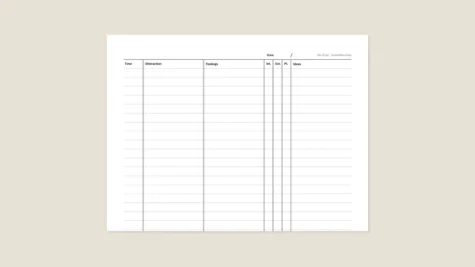 Distraction tracker template from Nir Eyal for reMarkable tablet