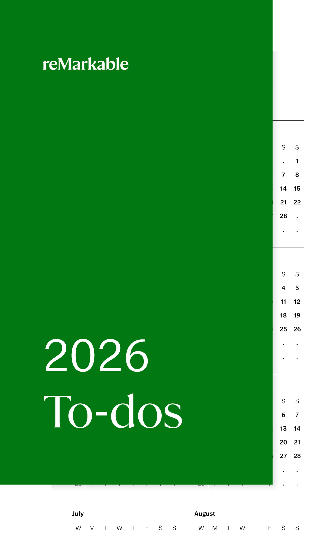2026 To-do workbook for reMarkable Paper Pro Move