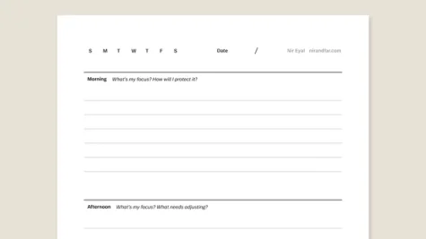 Focus tracker template from Nir Eyal for reMarkable tablet