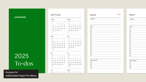 2025 To-dos workbook for reMarkable Paper Pro Move