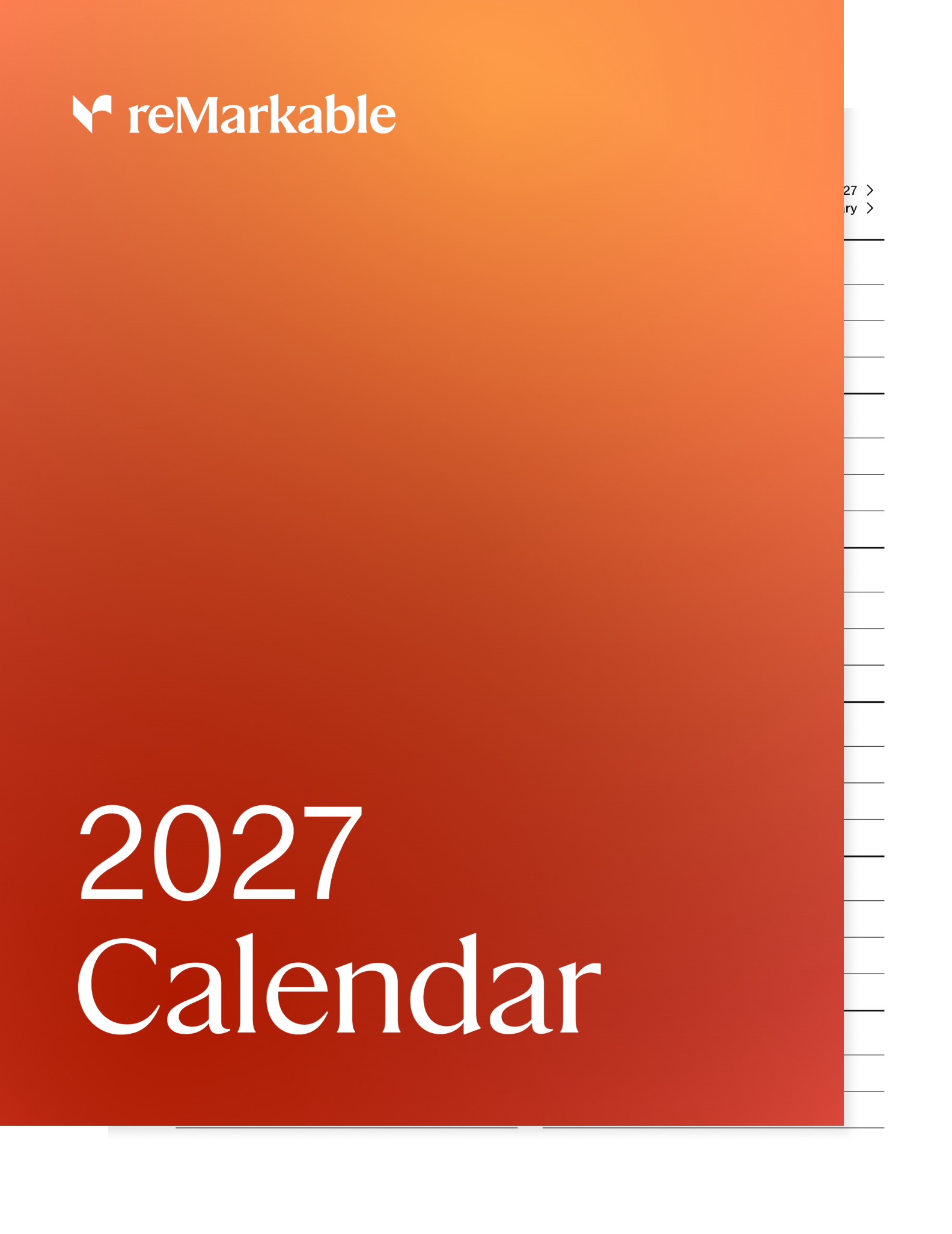 2027 Calendar workbook for reMarkable Paper Tablets