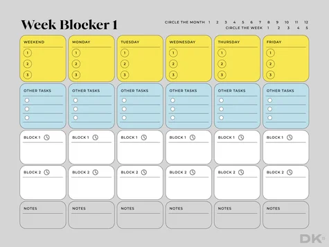 Week blocker (US) workbook for reMarkable tablet