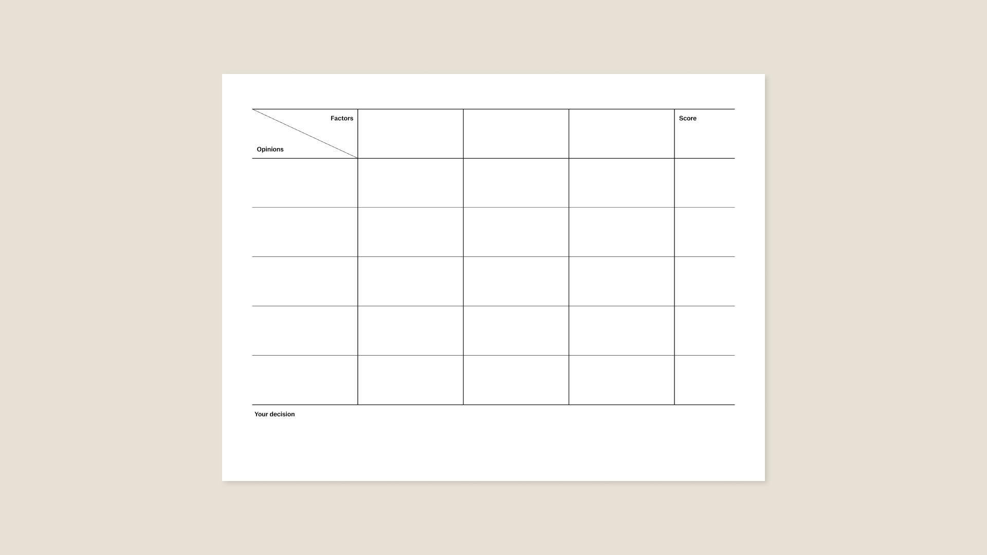 Impact-effort template for reMarkable tablet