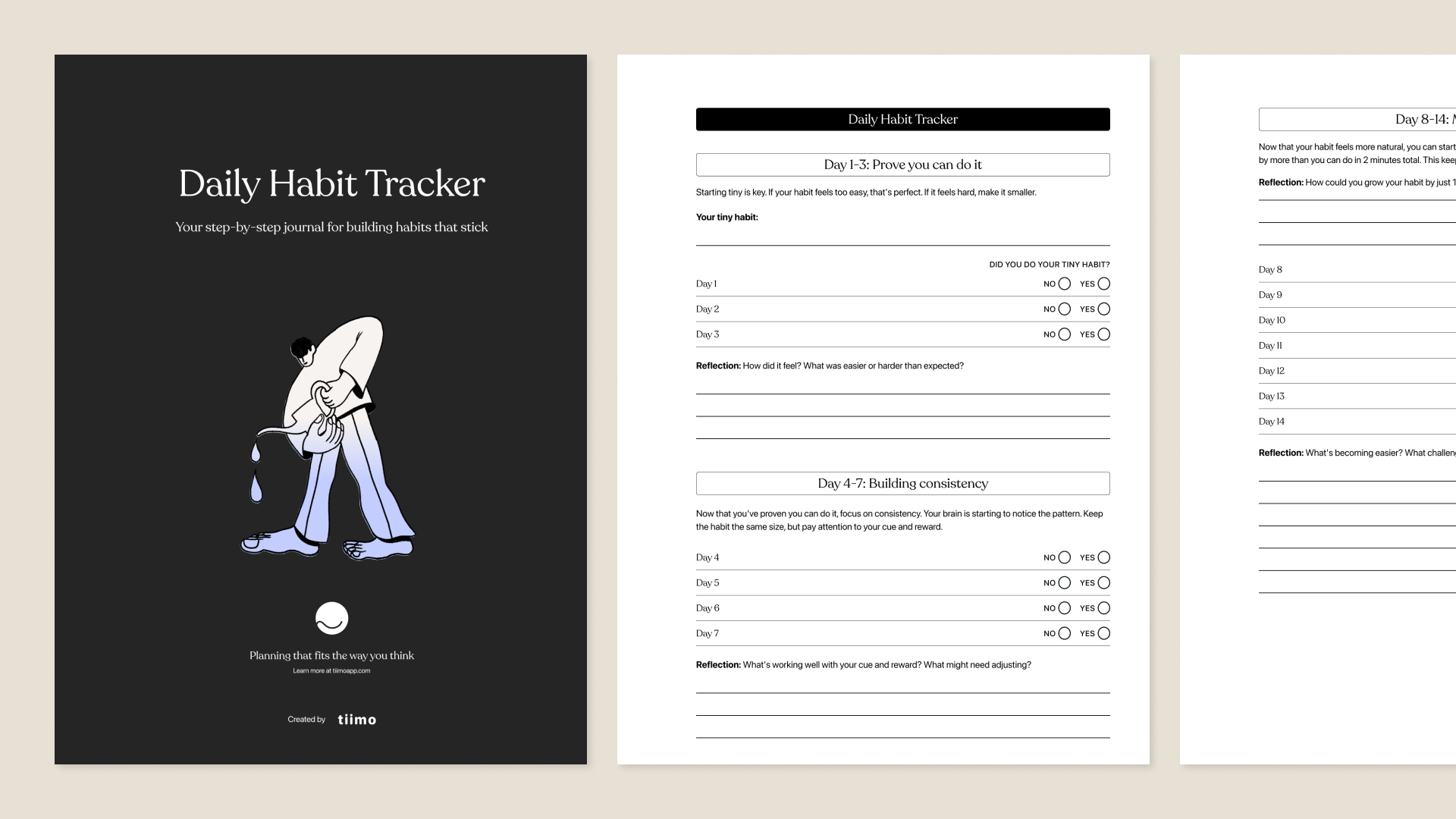 Habit Tracker workbook from Tiimo for reMarkable paper tablets