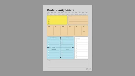 Work priority matrix from DesignersKitCo for reMarkable tablet