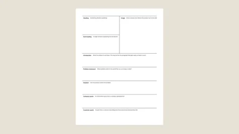 Press release workbook for reMarkable tablet with filled in content