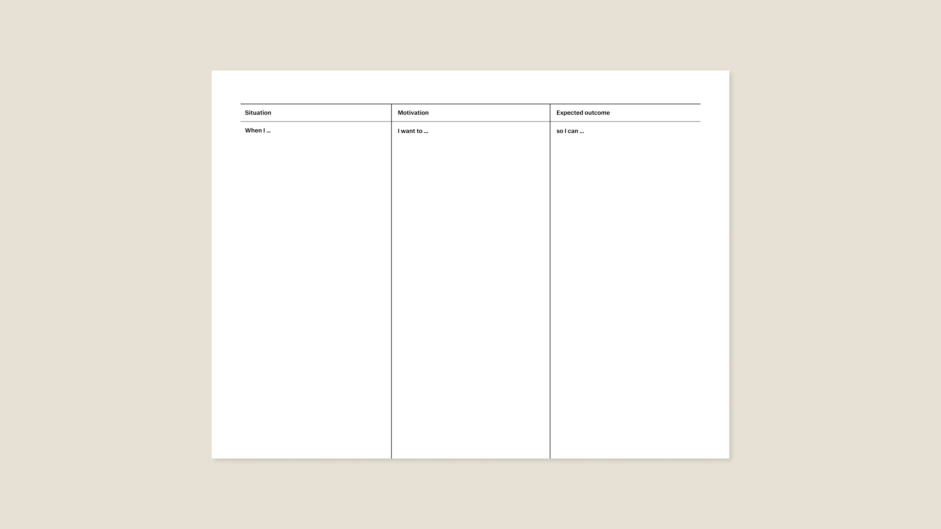 Jobs to be done template for reMarkable tablet