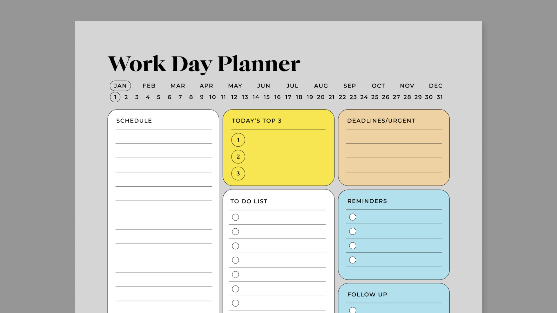Work day planner from DesignersKitco for reMarkable tablet