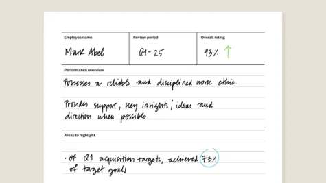 Peer review template filled in with some details