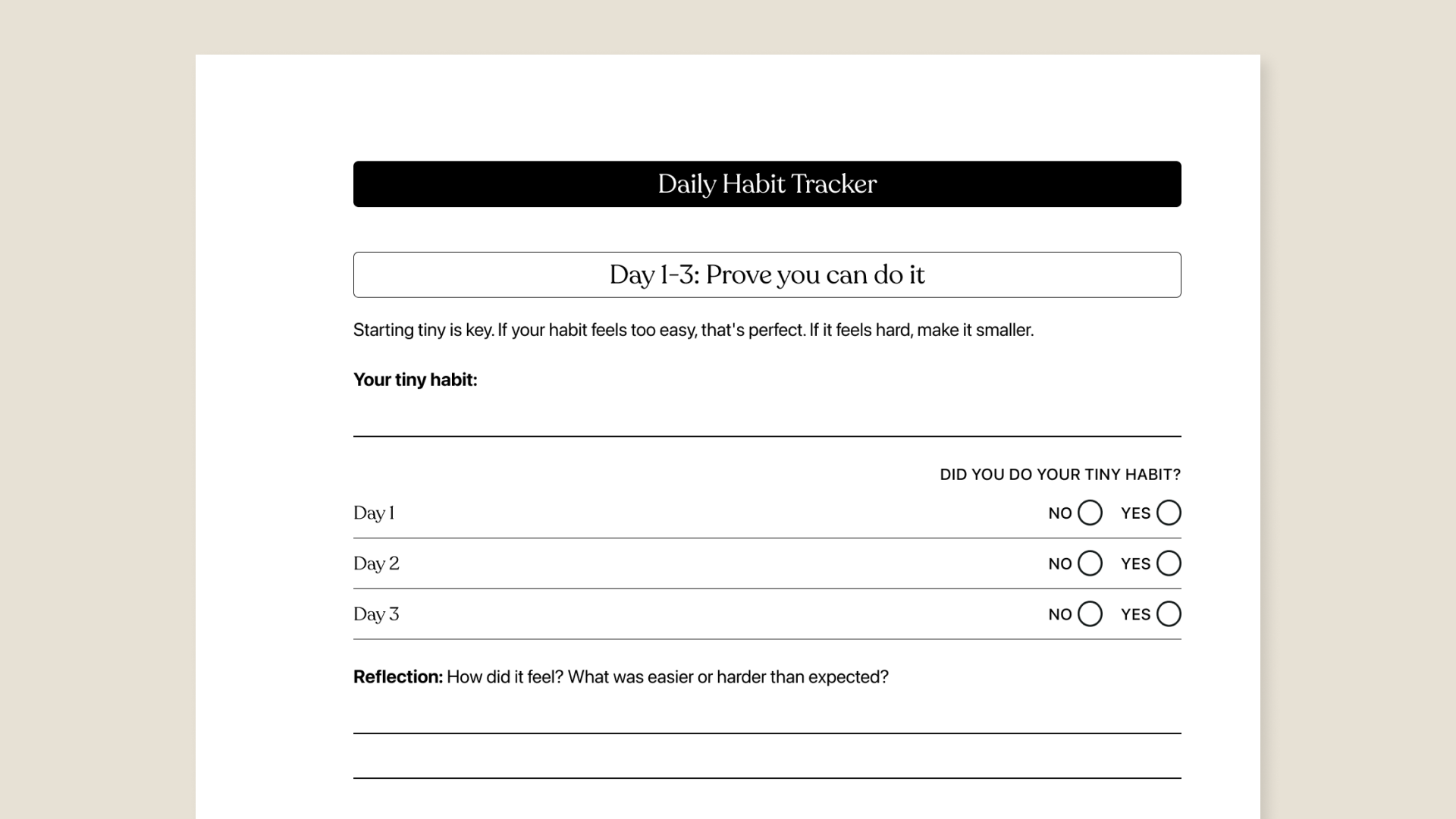 Habit Tracker workbook from Tiimo for reMarkable paper tablets