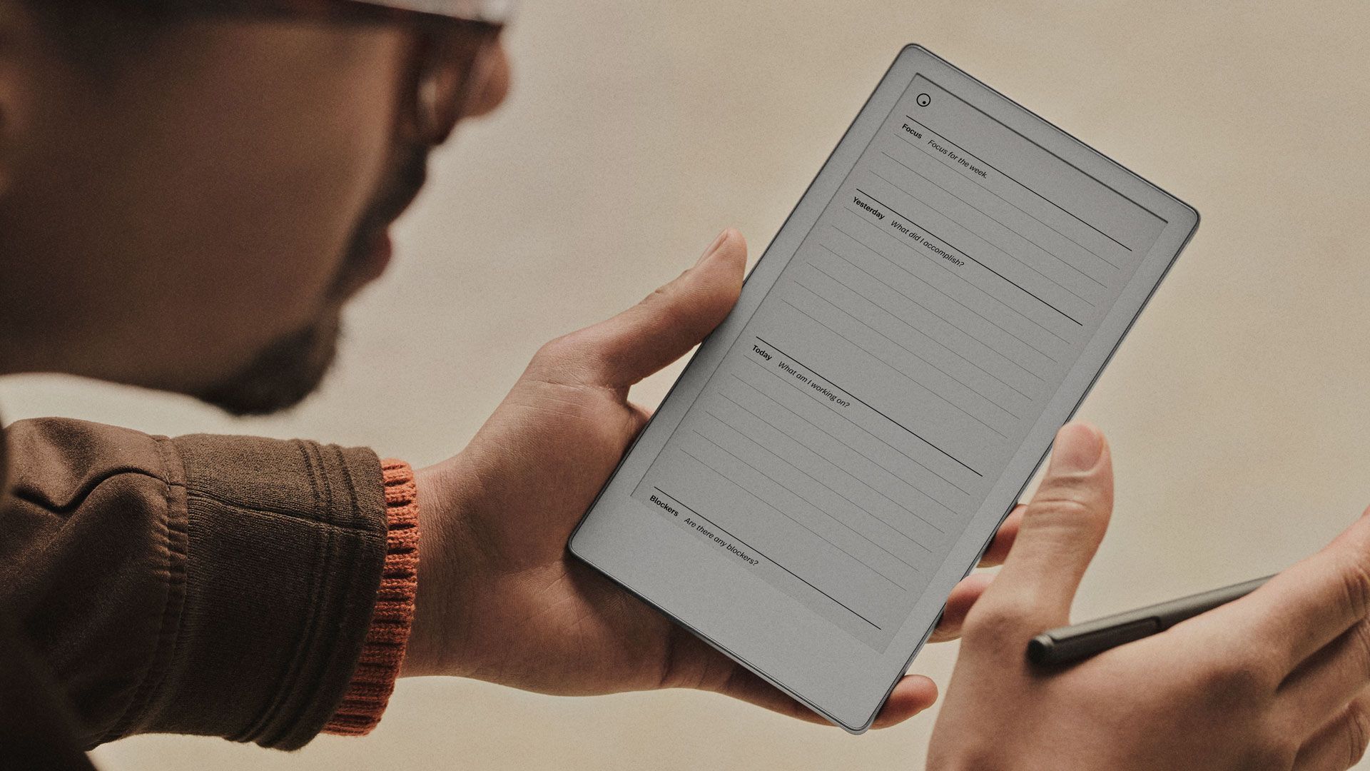 Stand-up template on reMarkable Paper Pro Move