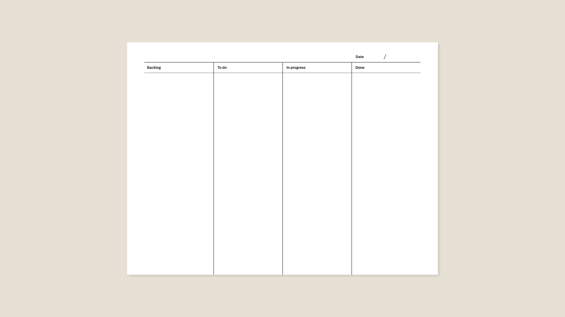 Decision impact template for reMarkable tablet with filled in content