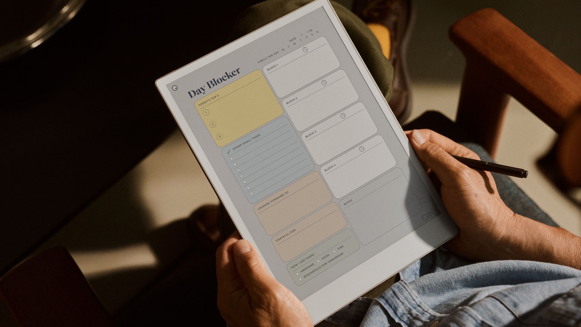 Day blocker workbook from DesignersKitCo for reMarkable tablet