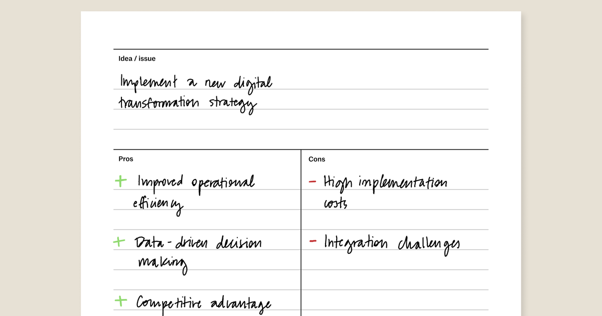 Pros/cons template reMarkable Methods reMarkable Methods