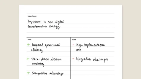 Pros/cons template with filled in content