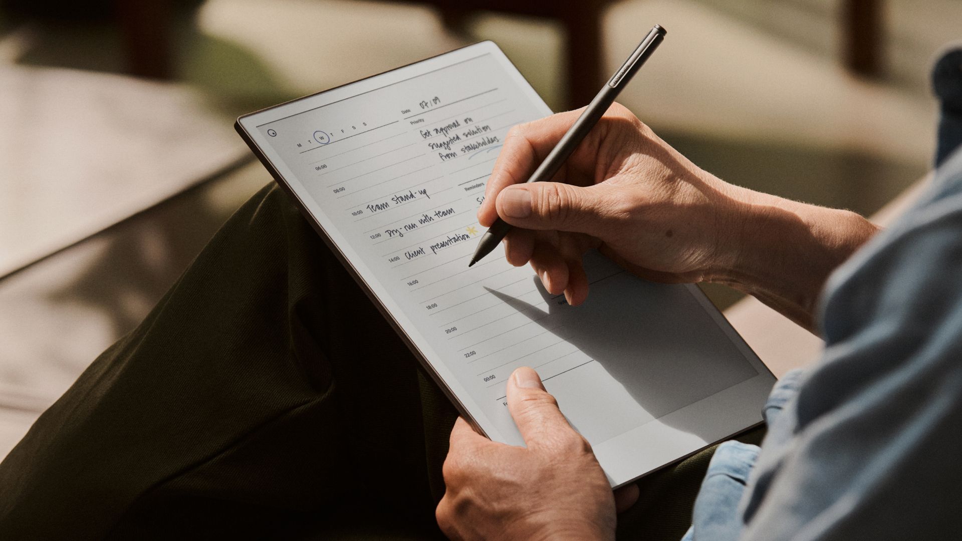 Daily planner template in use on a reMarkable Paper Pro