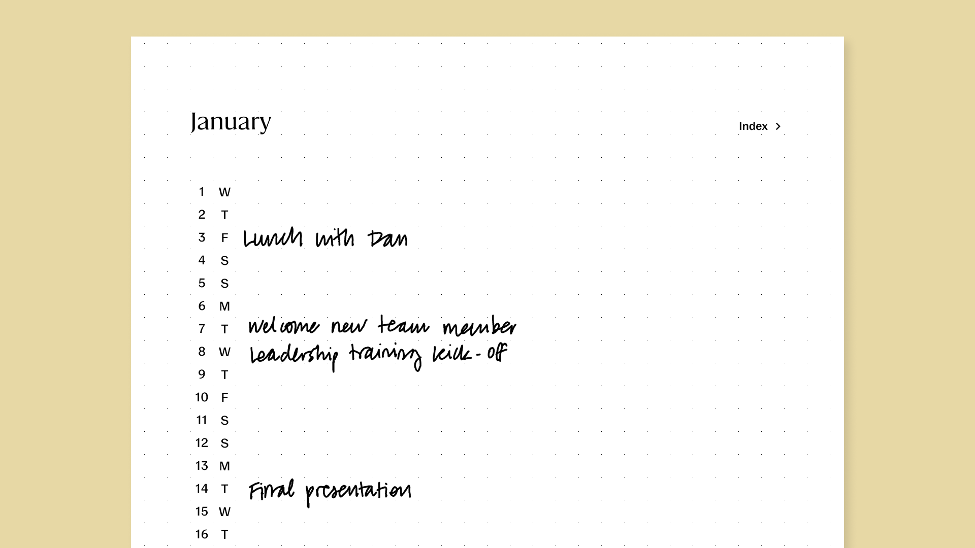 Bullet Journal for reMarkable tablet with filled in content