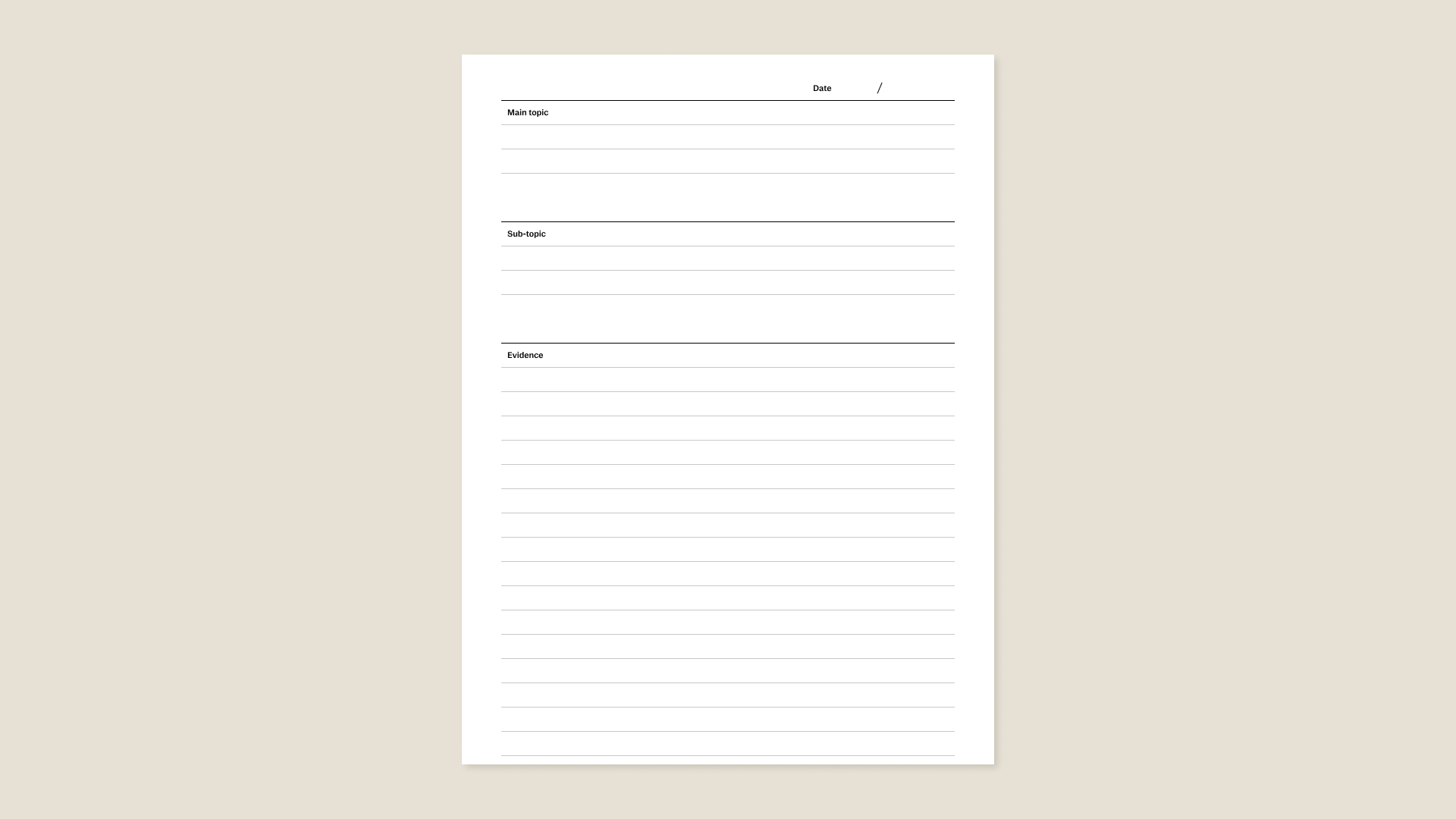 Outline method template for reMarkable tablet