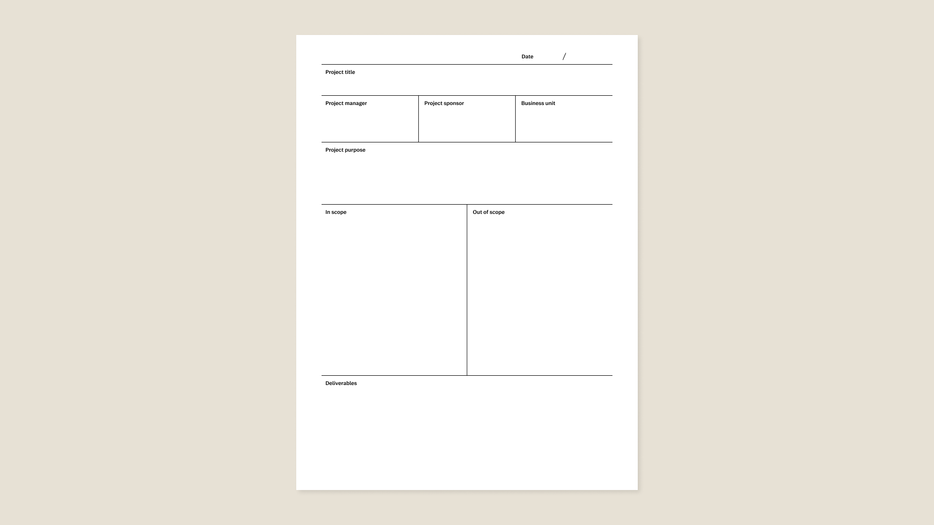 Project brief template for reMarkable tablet