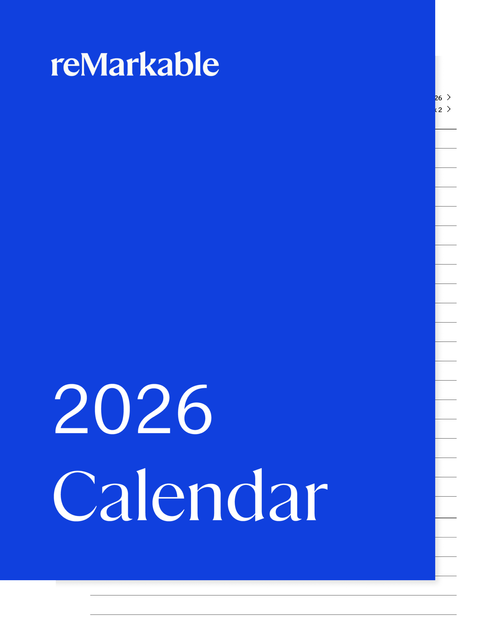 2026 Calendar workbook for reMarkable Paper Tablets