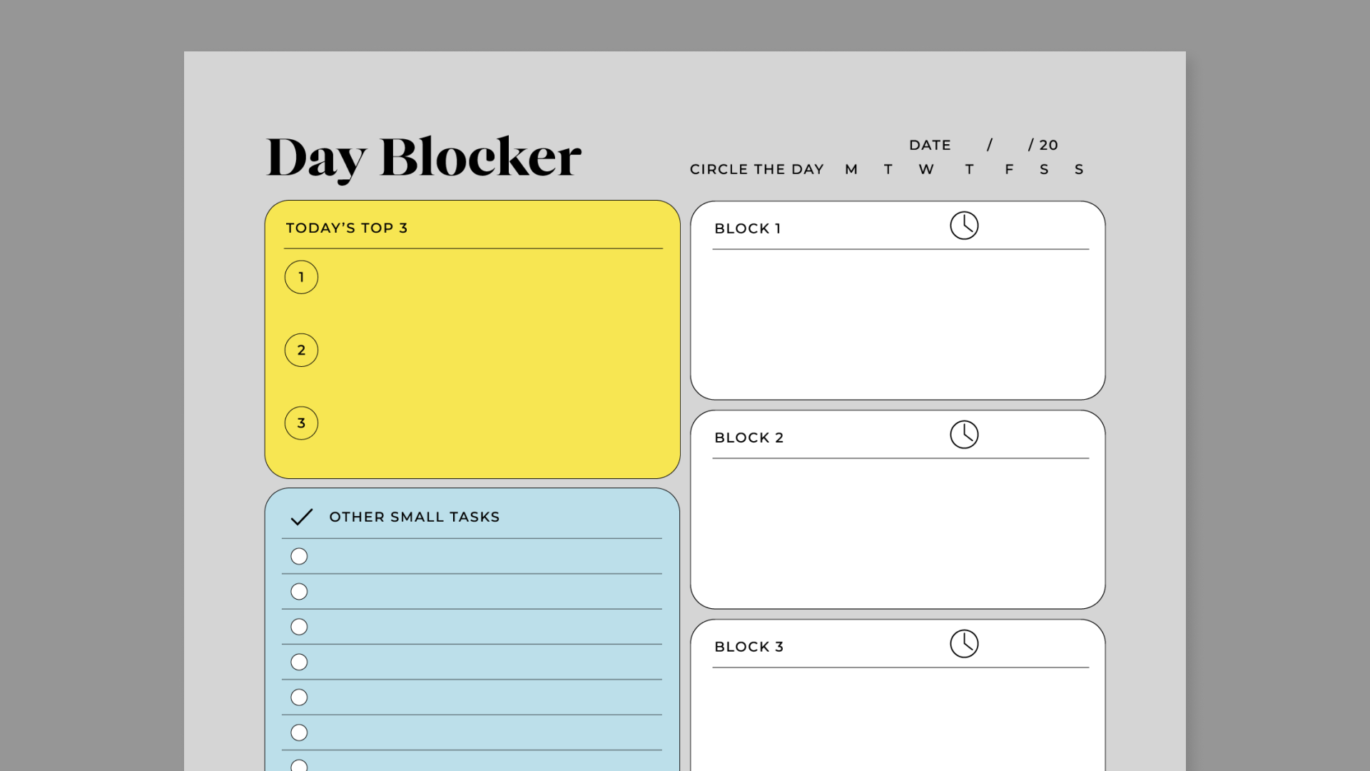 Day blocker workbook from DesignersKitCo for reMarkable tablet