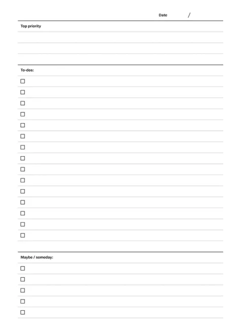 Daily to-dos template for reMarkable