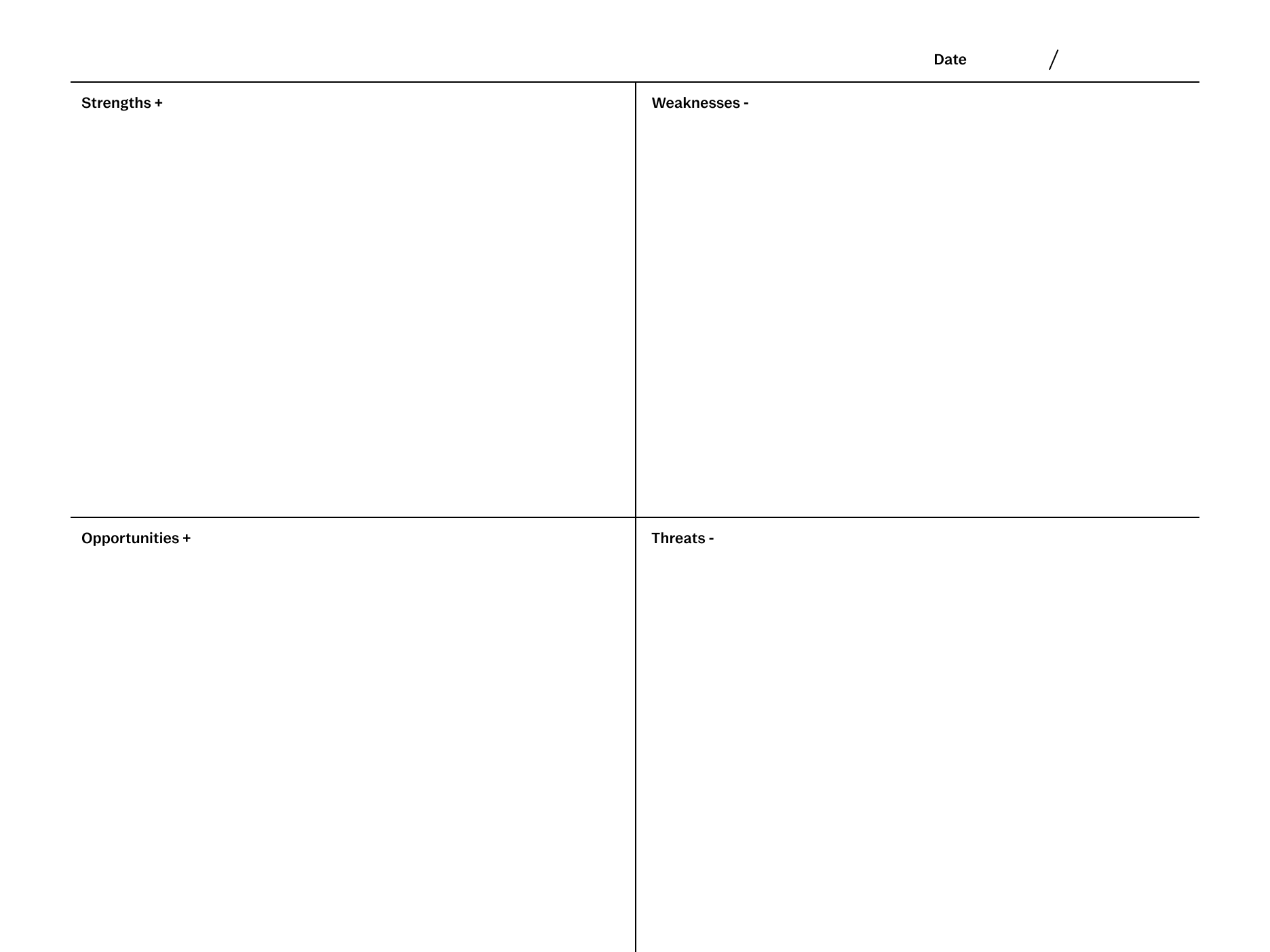SWOT analysis template for reMarkable tablet