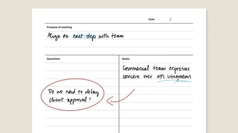 Quadrant method template for reMarkable tablet with filled in content