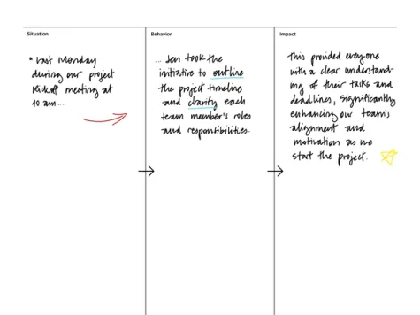 Feedback model template for reMarkable tablet with filled in content