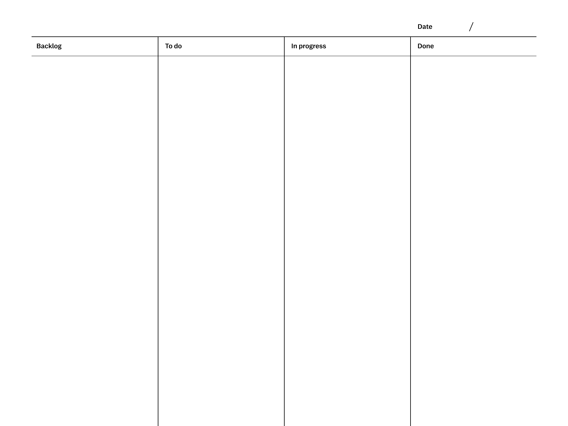Kanban board template for reMarkable tablet