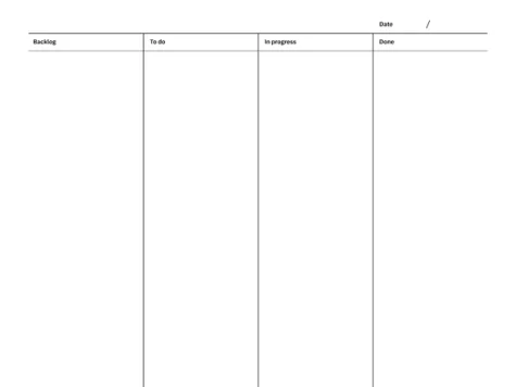 Kanban board template for reMarkable tablet
